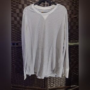 Carhartt White Navy Blue Stripe Thermal Long Sleeve Shirt Mens XXL